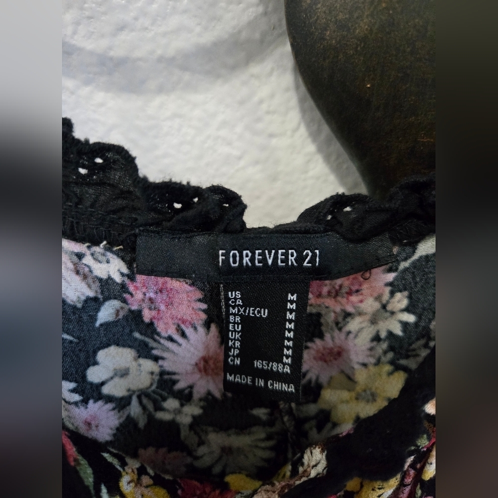 Forever 21 Floral Black Milkmaid Midi Dress - Picture 11 of 11